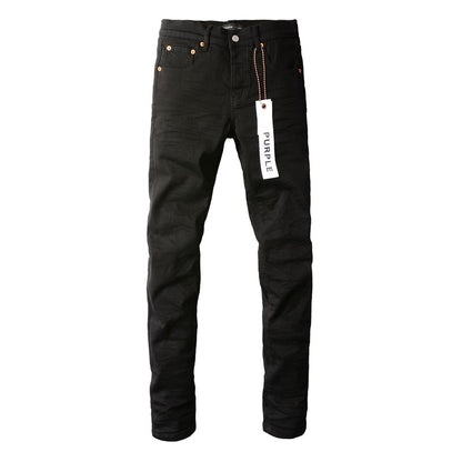 Jean noir vieilli pour homme, genoux déchirés, style urbain, mode Nwt 9023