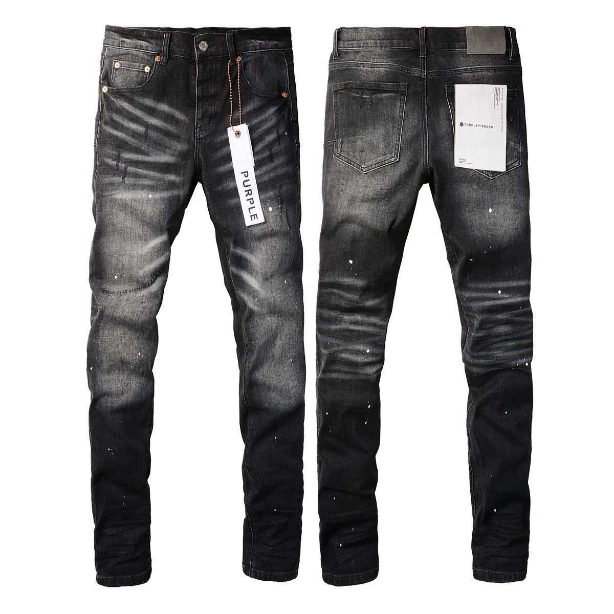 Pantalones vaqueros desgastados con pintura negra High Street 9002 Fashion Pants 