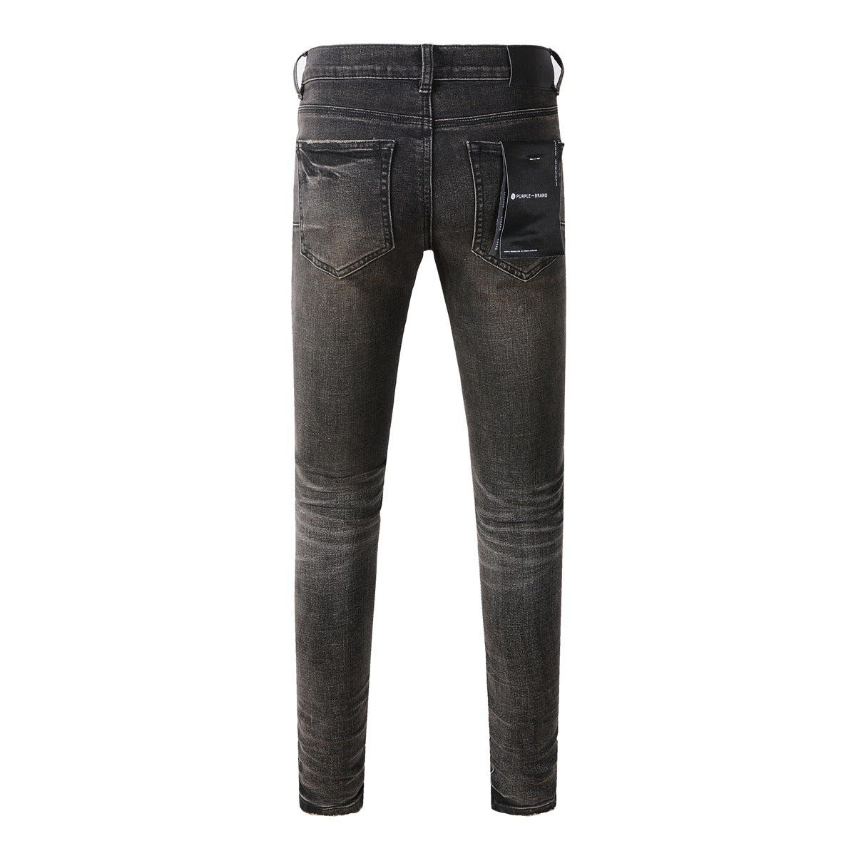 Pantalon en denim noir chic et vieilli 9080 combinant déchirures et patchs pour un style moderne 