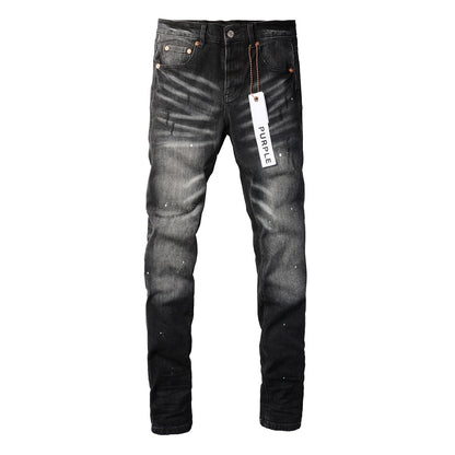 Pantalones vaqueros desgastados con pintura negra High Street 9002 Fashion Pants 