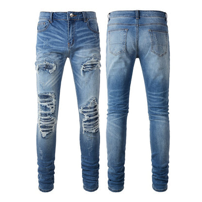 Jeans High Street pour hommes, jeans déchirés tendance, version coréenne #6513 