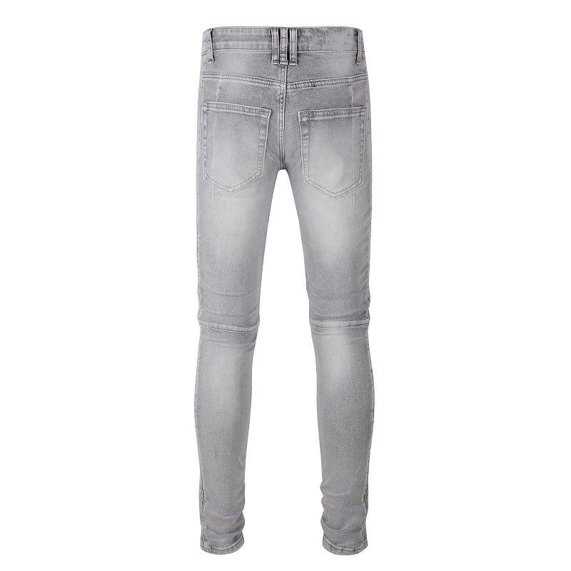 Jean slim multi-poches de marque Tide, coupe élastique, style locomotive, style streetwear, #1097 