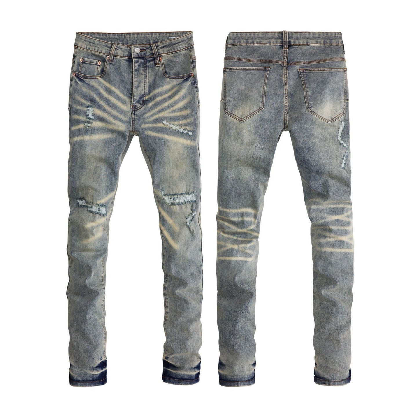Street Edge Distressed Flare Denim Collection - Sun Ray Bleached & Deep Grey Ripped Wide Leg Jeans
