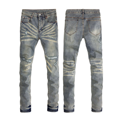 Street Edge Distressed Flare Denim Collection - Sun Ray Bleached & Deep Grey Ripped Wide Leg Jeans