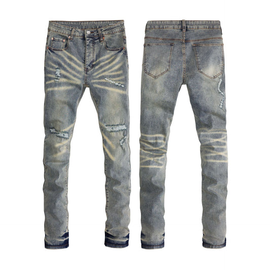 Street Edge Distressed Flare Denim Collection - Sun Ray Bleached & Deep Grey Ripped Wide Leg Jeans