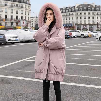 Chaqueta de plumón de pato blanco para mujer, de invierno, de longitud media, holgada y gruesa