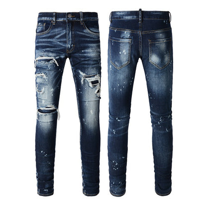 Jeans pour hommes bleus rétro minces de style de marque à la mode du commerce extérieur version coréenne 6905 