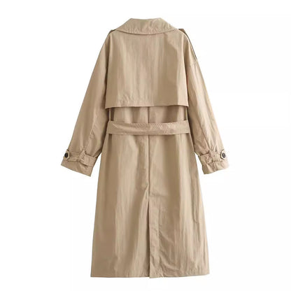 New French Chic Stylish Loose Belted Trench Coat for a Gender-Neutral Look