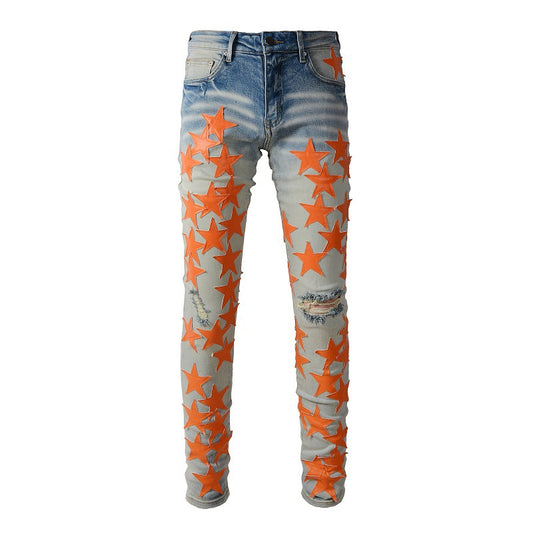 Pantalones vaqueros Sticky Star Trend de corte ajustado y elástico de alta calidad para hombre 824 