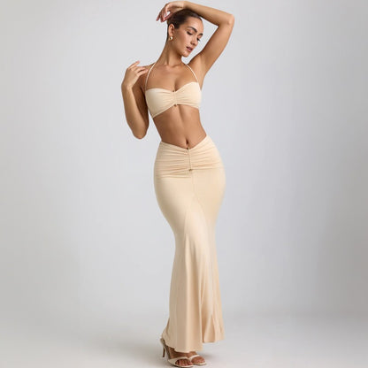 New Halter Neck Spaghetti Strap Sexy Bodycon Skirt Set D1993420