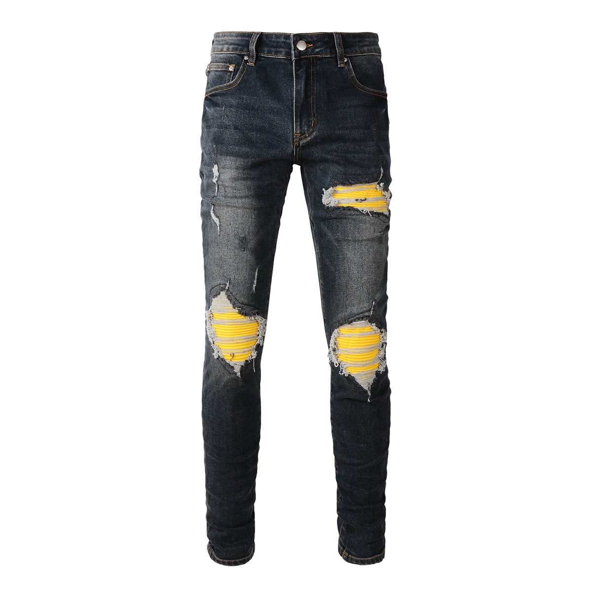 Jeans de créateur pour hommes Jeans pour hommes Jeans High Street Hole Star Patch Pantalons à empiècements brodés d'étoiles pour hommes et femmes Pantalons extensibles slim-fit Pantalons 40583 