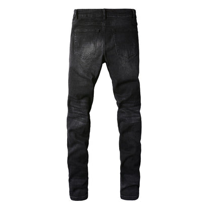 Jeans déchirés Street Tide européens et américains pour hommes, pantalons slim tendance High Street 886 