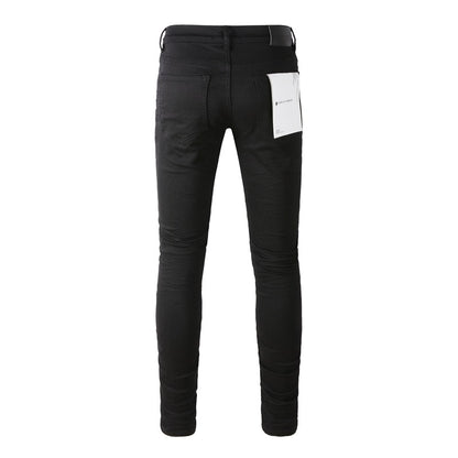 Pantalones vaqueros desgastados negros para hombre con rodillas rotas, estilo urbano, novedad 9023