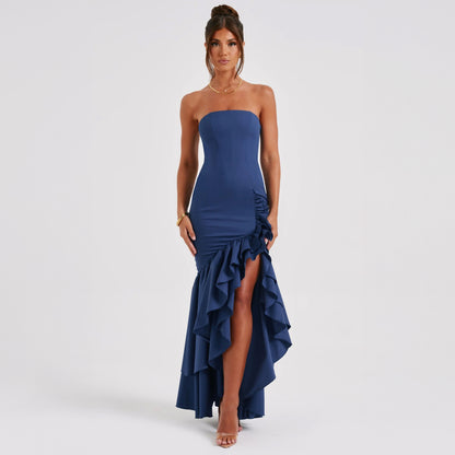 New Fashionable Sexy Off-Shoulder Strapless Asymmetrical Elegant Dress D1992886