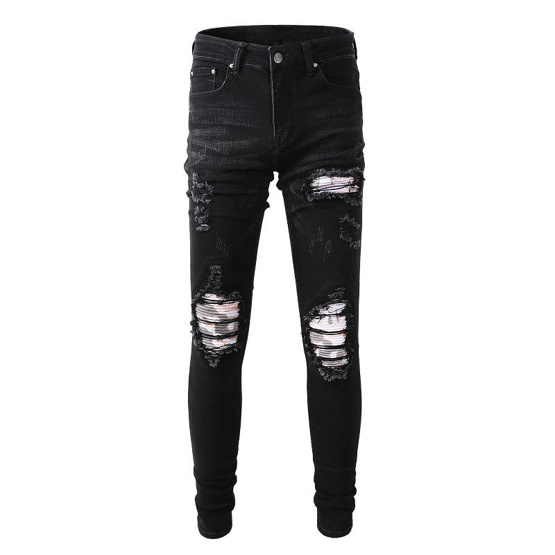 Jean déchiré noir tendance High Street Slim Stretch High Street #849 