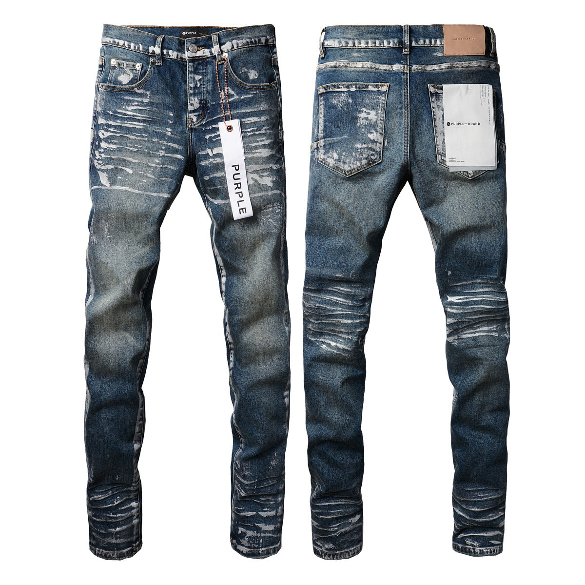 Womens Pants Jeans With Light Dark Paint Distressed 9042-1 2024 Fashion Trend High