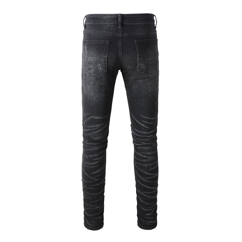 Jeans de moda para hombre de High Street, con parches coloridos y rotos en las rodillas, n.° 1334 