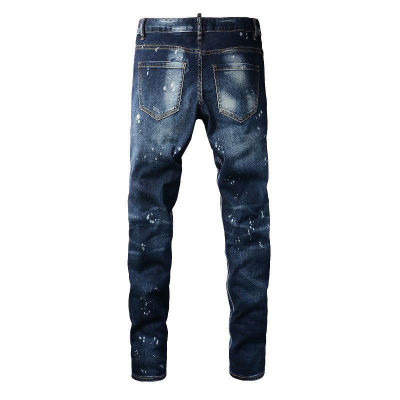 Jeans pour hommes bleus rétro minces de style de marque à la mode du commerce extérieur version coréenne 6905 