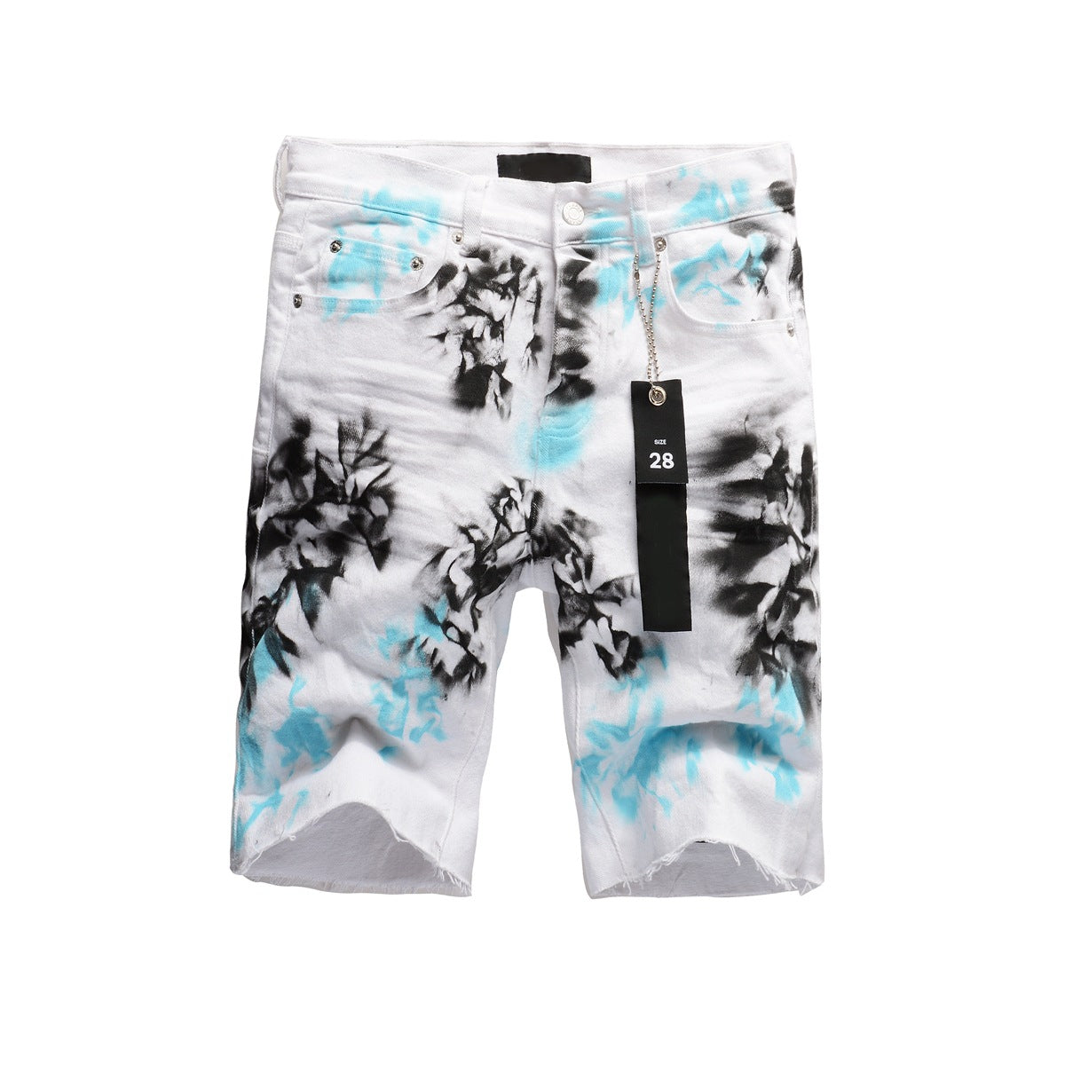 White Tie-Dye Printed Jean Shorts 5065 with a Stylish and Unique Design