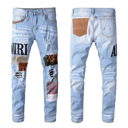 Jeans Mode Alphabet Tendance Jeans High Craft Élastique Slim High Street 