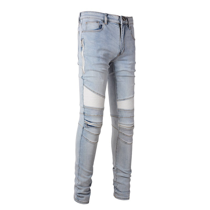 Jeans de marca de moda Cross-border Jeans retro estilo locomotora Jeans para hombre Slim #6630 