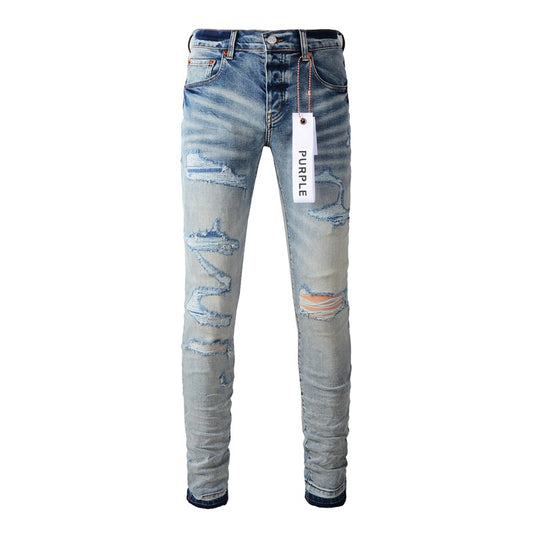 Jeans violets Jeans de créateur pour hommes Pantalons Jeans empilés Hommes Baggy Denim Tears European Jean Hombre Pantalons pour hommes 9013