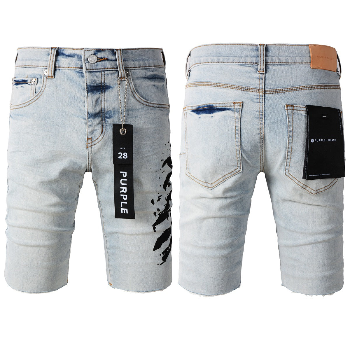 Shorts de Jean Azul 5048 con Diseño Estampado Negro 