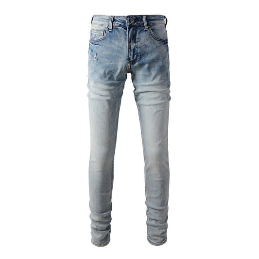 6602 European and American Trendy Brand High Street Jeans I Light Blue Men's Jeans Korean Version