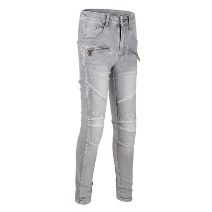 Jean slim multi-poches de marque Tide, coupe élastique, style locomotive, style streetwear, #1097 