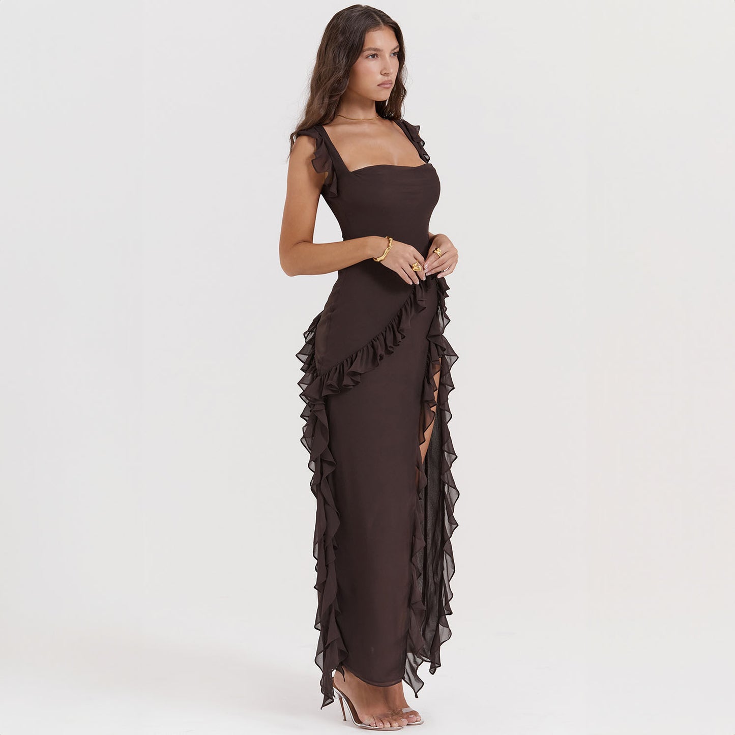 New Fashion Sexy Ruffled Stitching Elegant Split Dress D1992300