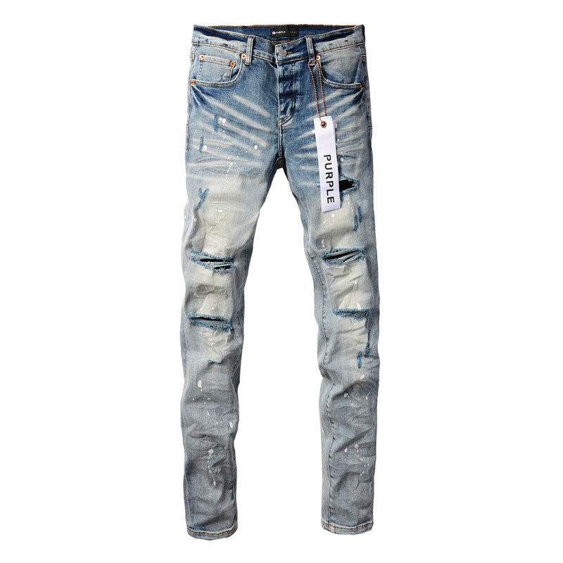 Pantalones vaqueros de moda High Street Blue Distressed New Trend 9003 