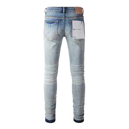 Jeans violets Jeans de créateur pour hommes Pantalons Jeans empilés Hommes Baggy Denim Tears European Jean Hombre Pantalons pour hommes 9013