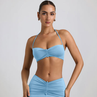 Nuevo conjunto de falda ajustada sexy con tirantes finos y cuello halter D1993420