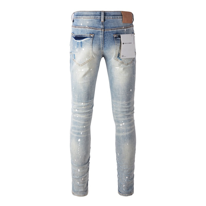 Jeans Fashion High Street Bleu Délavé Nouvelle Tendance Pantalon 9003 