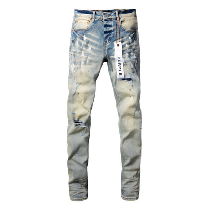 Fashion Men Black Jeans Distressed Hole Unique Personality 9007