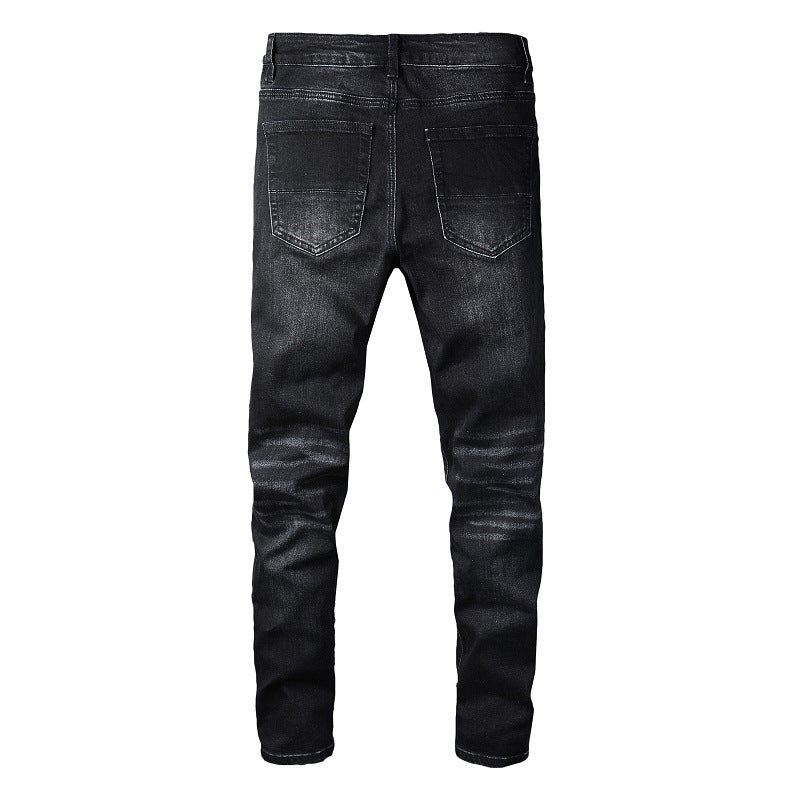 Jeans 830 Fashion Street Pintura en aerosol Alfabeto colorido Jeans negros 