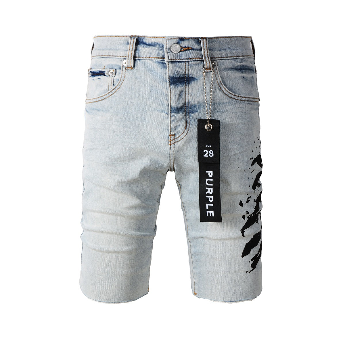 Shorts de Jean Azul 5048 con Diseño Estampado Negro 