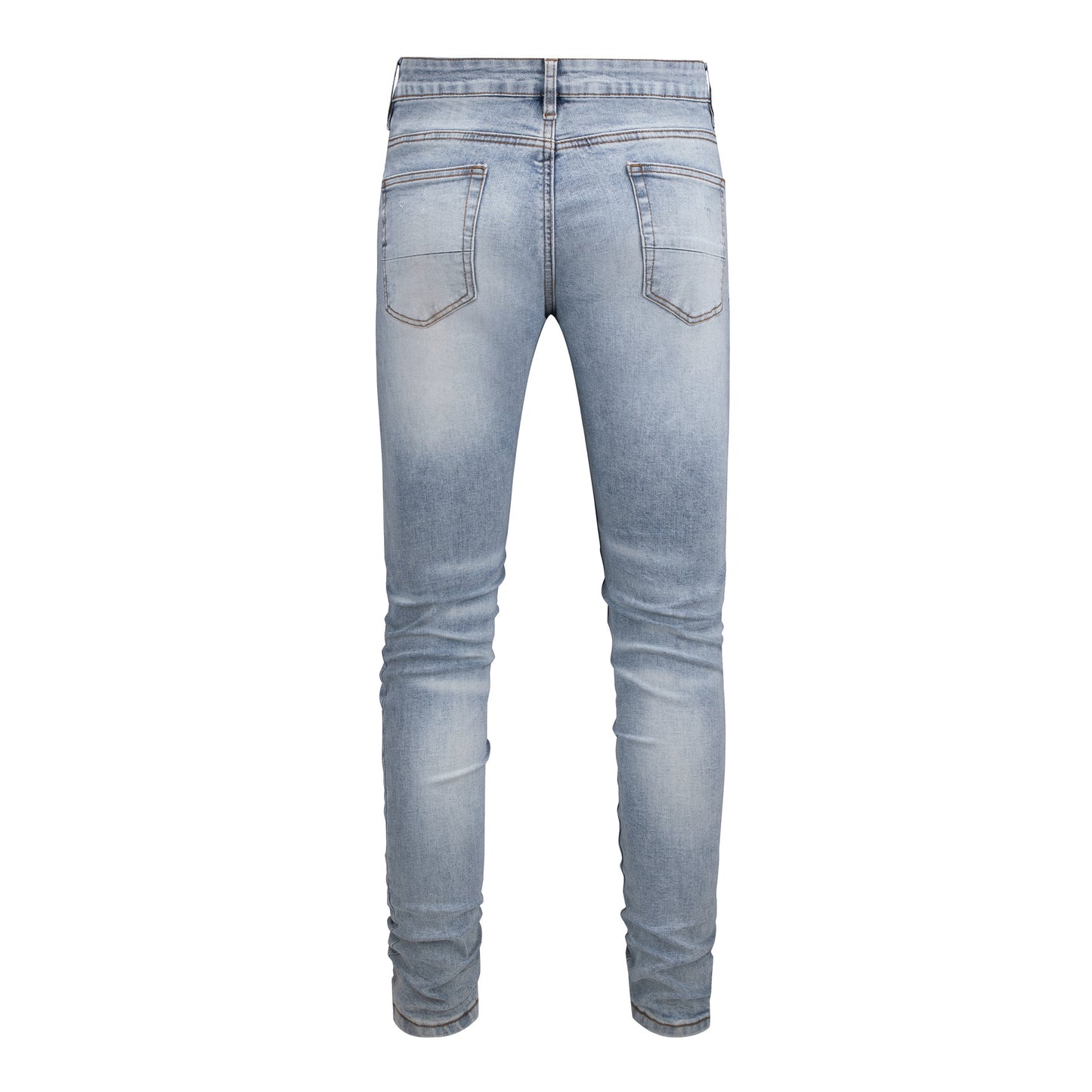 Jean slim blanc pour homme avec patchs en strass et design vieilli 