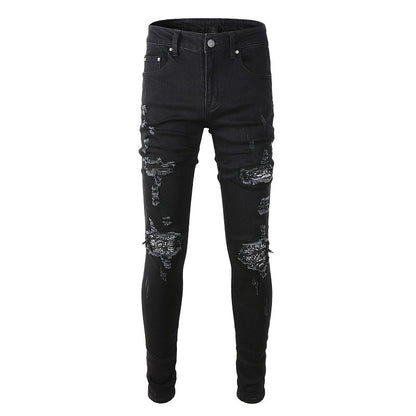 Tendance High Street Jeans déchirés Tendance mode Jeans slim 