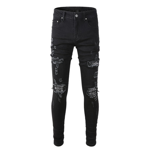 Tendance High Street Jeans déchirés Tendance mode Jeans slim 