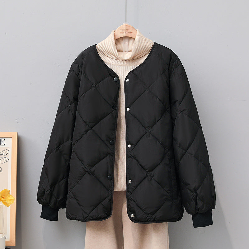 Down Jacket, Diamond Plaid Women's Clothing, White Duck Down, Portable, Warm and Small Jacket Trend in Autumn and Winter Seasons