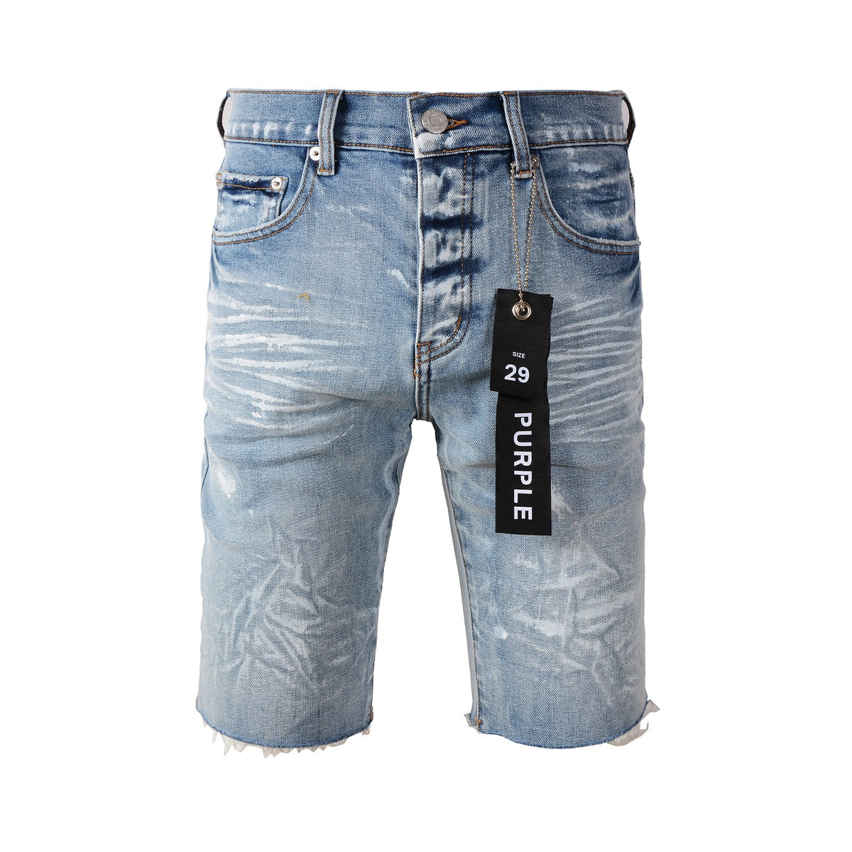 Fashionable Blue Pleated Jean Shorts with Button Fly for a Distinctive Look