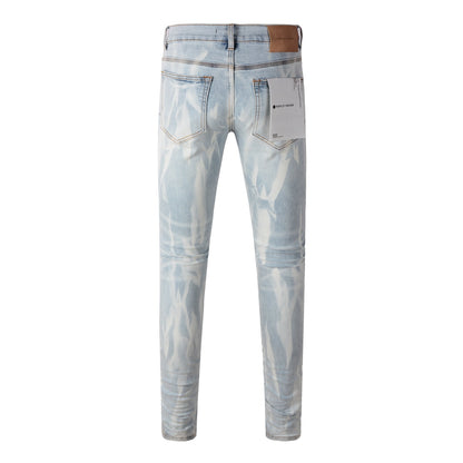 Jeans High Street Slim Fit Tie Dye Wash Pantalon Personnalisé 7017 