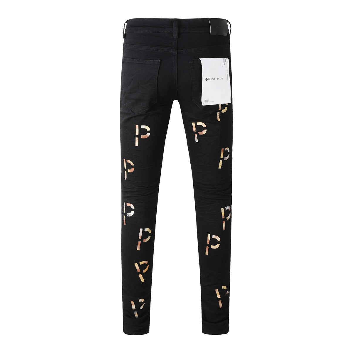 New Black Letter Printing Vintage Personality Fashion Ripped Jeans 9008