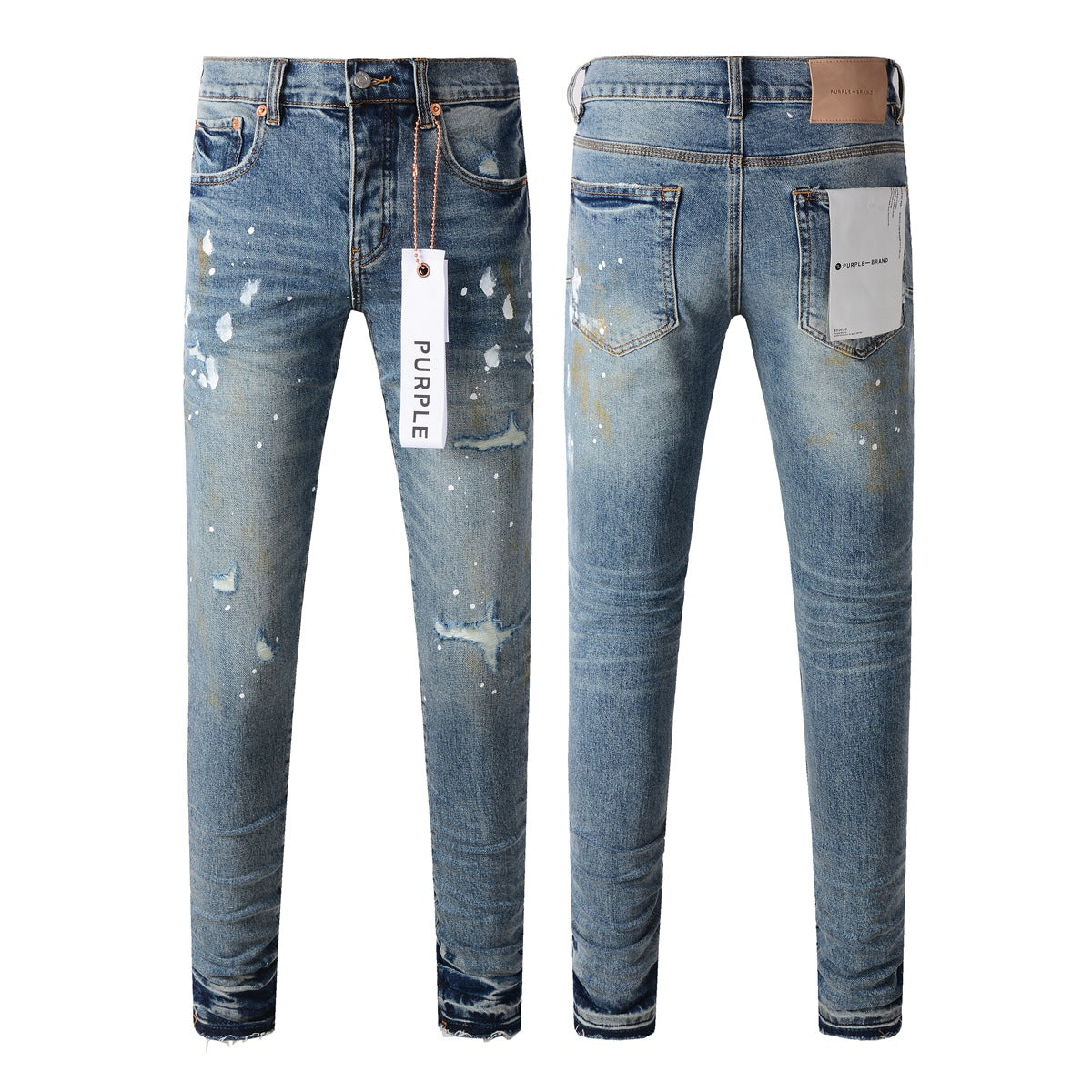 Blue Paint Distressed Jeans 9077 with Vintage-Inspired Worn Look