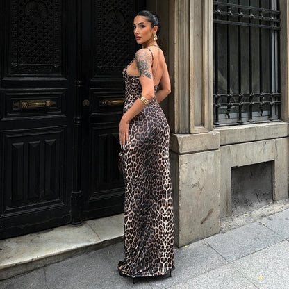 Nuevo vestido sexy ajustado con tirantes finos y estampado de leopardo estilo coqueto D1993550