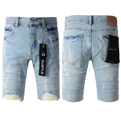 Short en jean bleu vieilli 5069 avec détails déchirés tendance 