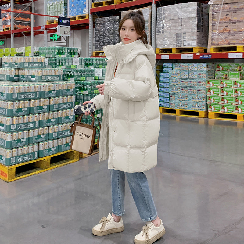 Chaqueta de plumas, ropa de mujer, hebillas de cuerno, largo medio, invierno, gruesa, plumón de pato blanco