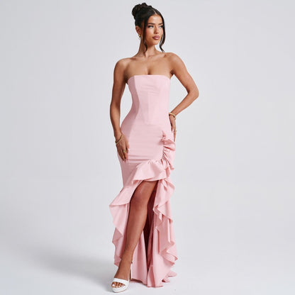 New Fashionable Sexy Off-Shoulder Strapless Asymmetrical Elegant Dress D1992886