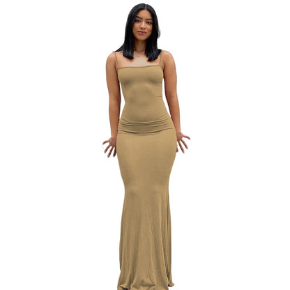 Casual Slim Fit Skims-Style Maxi Dress with Straps